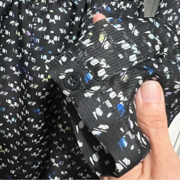 Revolve-BCBGeneration Surplice Romper in Black Combo Size M Tie Back Long Sleeve - Picture 5 of 12